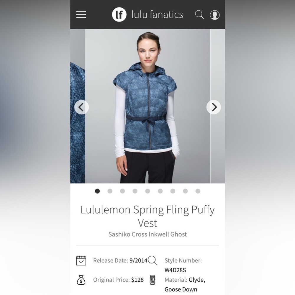 Lululemon Athletica Blue Patterned Vest